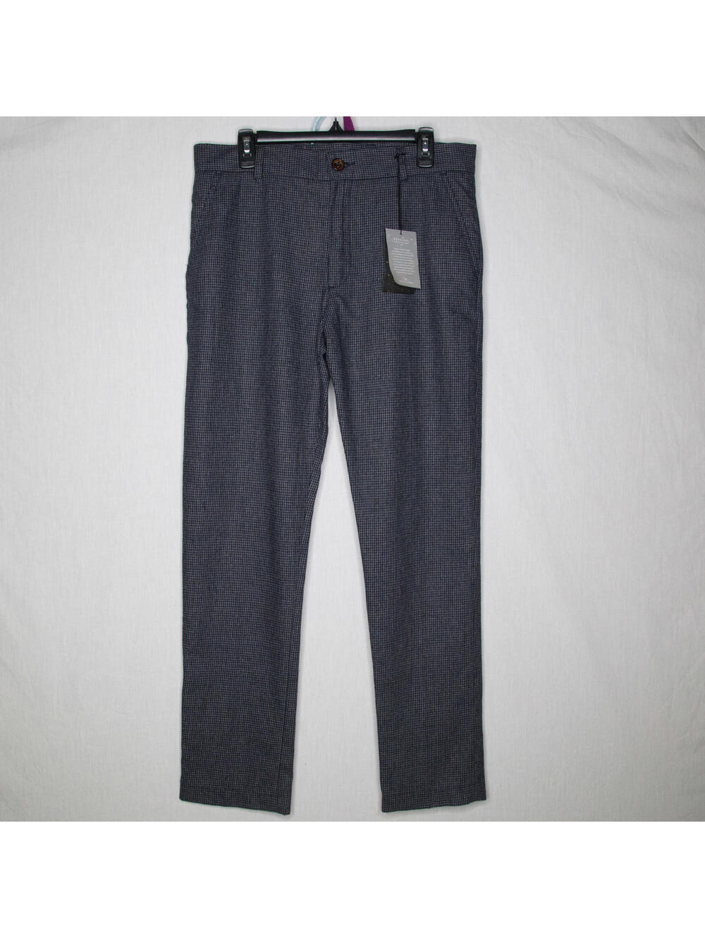 NWT - Men’s Percival Dress Trousers Navy Mini Check Houndstooth Sz Medium / 34